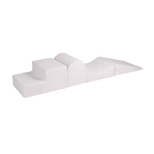 Soft play bouclé 4 elementen speelset van foam blokken wit