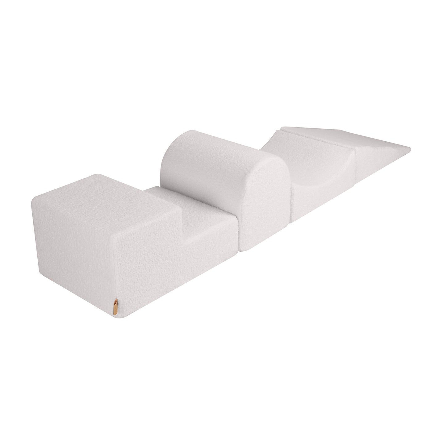 Soft play bouclé 4 elementen speelset van foam blokken wit