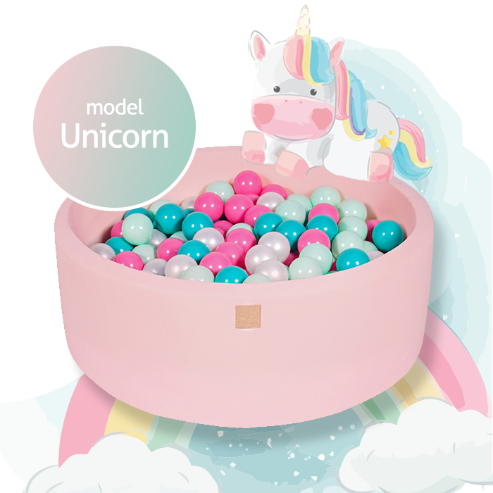 MeowBaby Ronde Katoenen ballenbak met ballen "Unicorn"