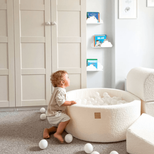 Ronde Bouclé Ballenbak Wit 90 cm