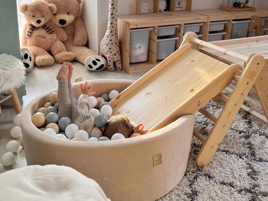 MeowBaby Ronde Fluwelen ballenbak Ecru
