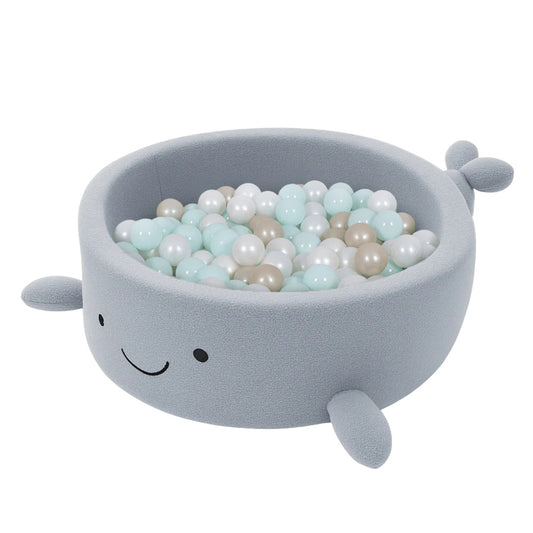 MeowBaby Shelly Bouclé Walvis Ballenbak – Dusty Ice blue