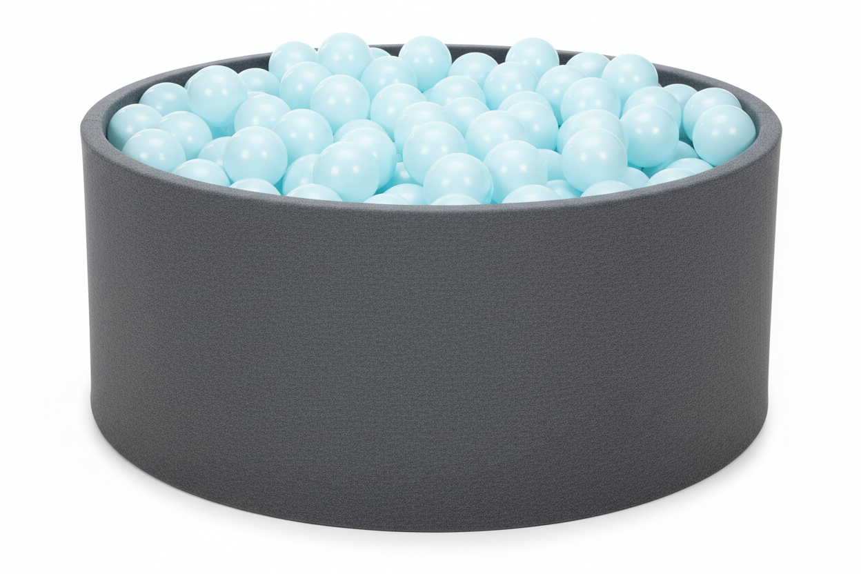 Ballenbak met pastel blauwe ballen