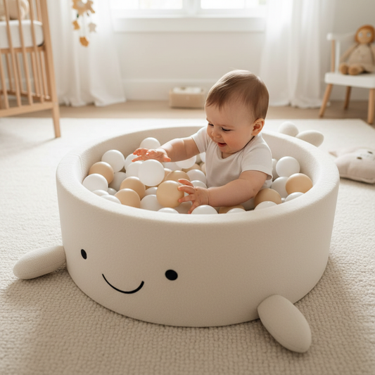 Crème smiley ballenbak – bovenaanzicht handjes
