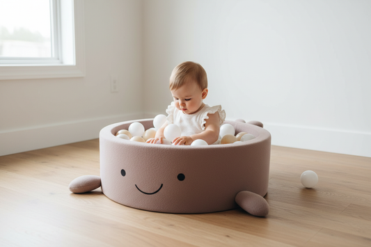 Mauve smiley ballenbak – baby meisje nieuwsgierig