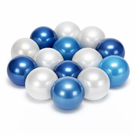 Ballenbakballen 7 cm – metallic licht blauw
