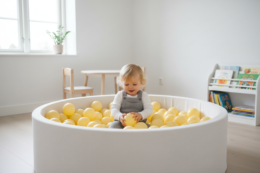 Pastelgele ballenbak kinderkamer