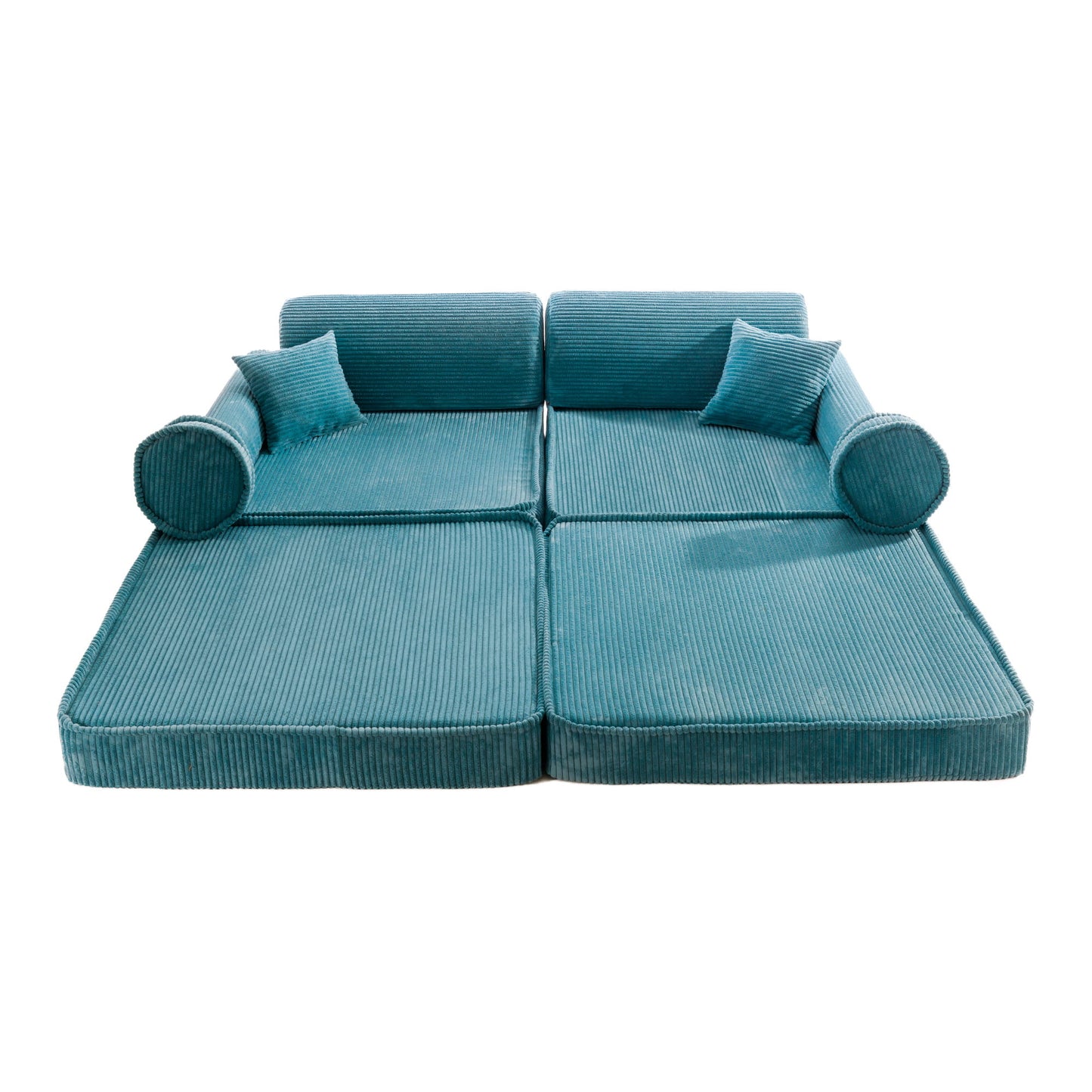 Modulaire Kinderbank Sofa 10 Elementen Ribstof – Zachte Speelbank