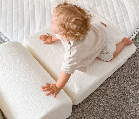 Soft Play Bouclé Speelset 3 Elementen Wit – Foam Blokken Kinderen-Direct leverbaar