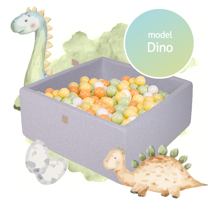 MeowBaby Vierkante Katoenen ballenbak met ballen "Dino"