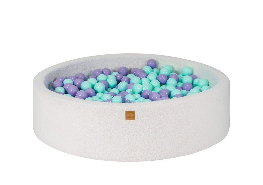 Ronde Bouclé Ballenbak Wit 120x30 cm met 300 Ballen