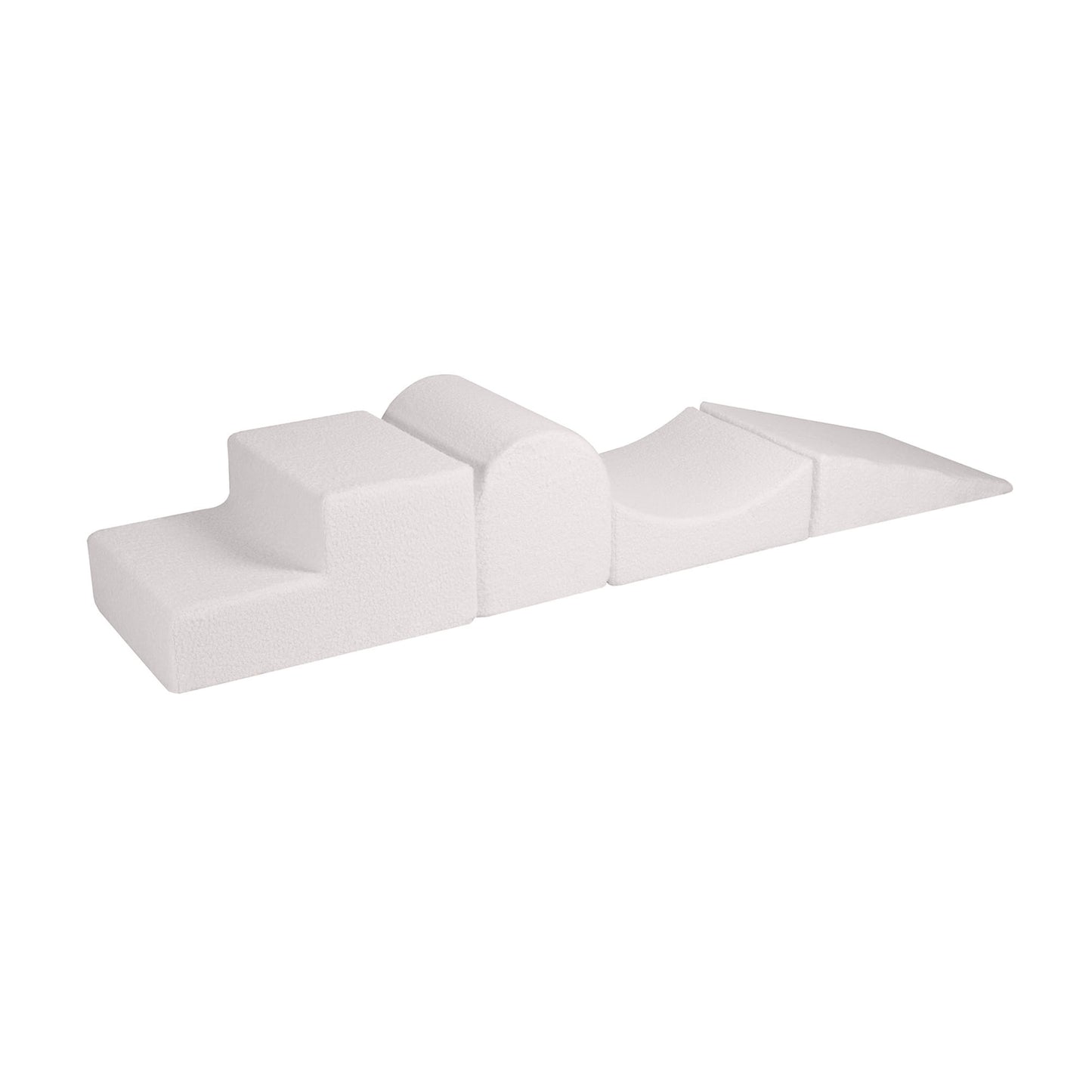 Soft play bouclé 4 elementen speelset van foam blokken wit