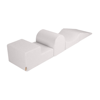 Soft play bouclé 4 elementen speelset van foam blokken wit