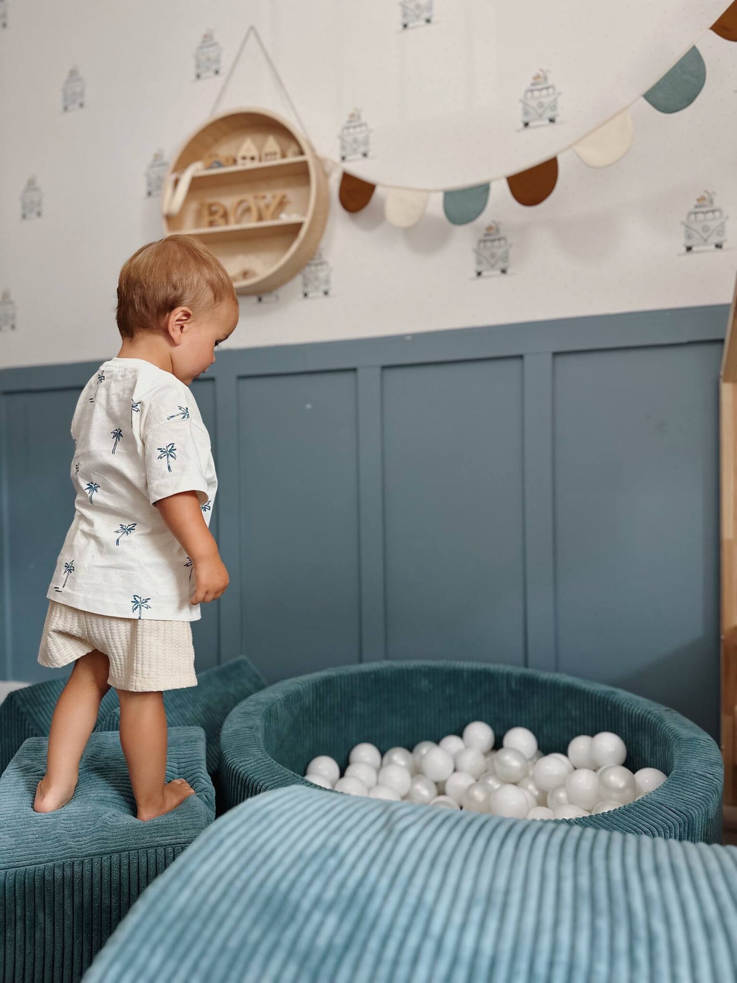 XXL 6-delige foamblokken set van ribstof met 200 ballen