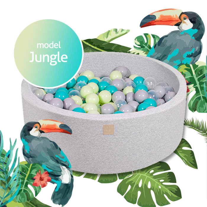 MeowBaby Ronde Katoenen ballenbak met ballen "Jungle"
