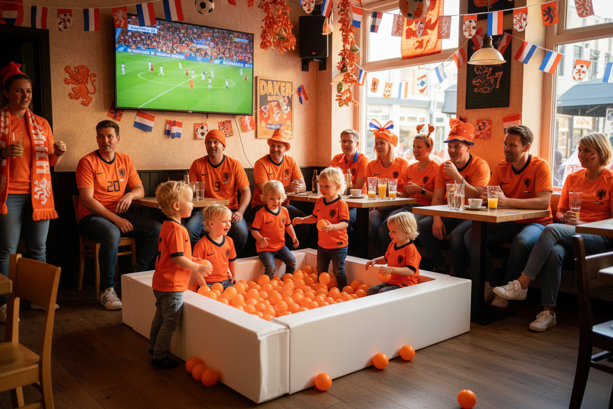 WK Voetbal Ballenbak voor Baby's & Peuters met 500 oranje ballen