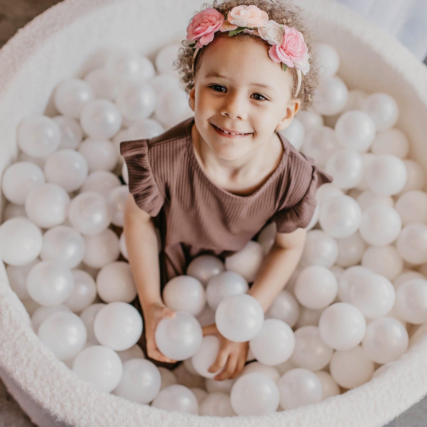 MeowBaby Ronde Bouclé ballenbak Wit