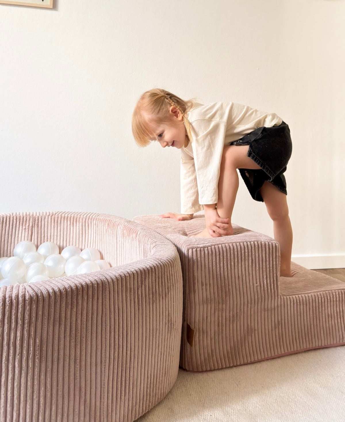 Luxe Ribstof Soft Play Speelset met Ballenbak – 4-delige klimblokken