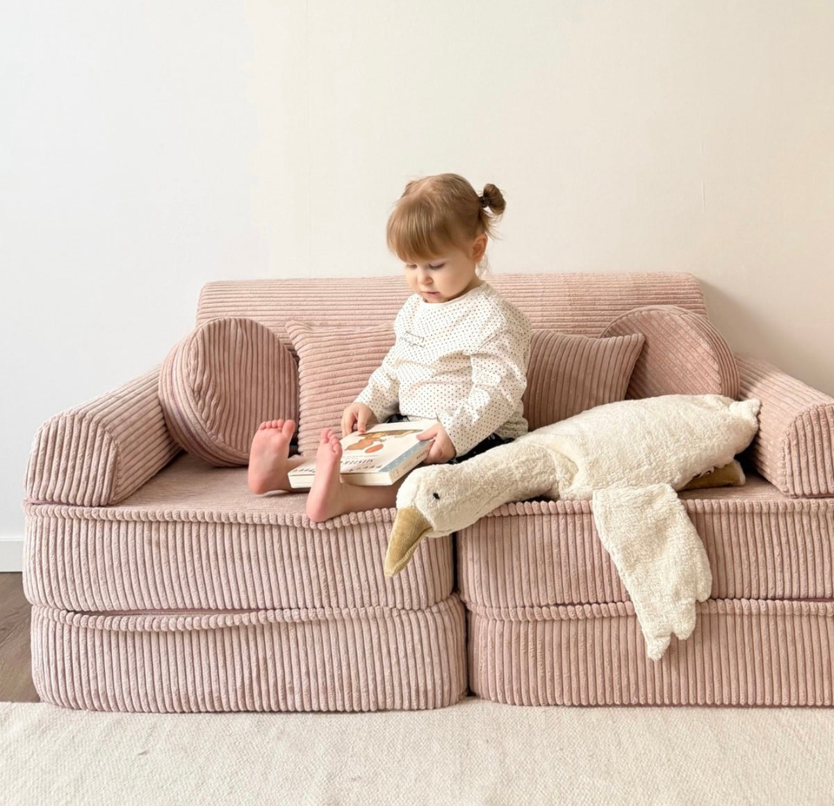 Modulaire Kinderbank Sofa 10 Elementen Ribstof – Zachte Speelbank
