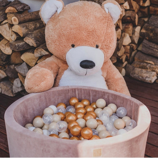 Soft Royal Mix Ballenbakballen 7 cm – Goud, Beige, Wit & Transparant