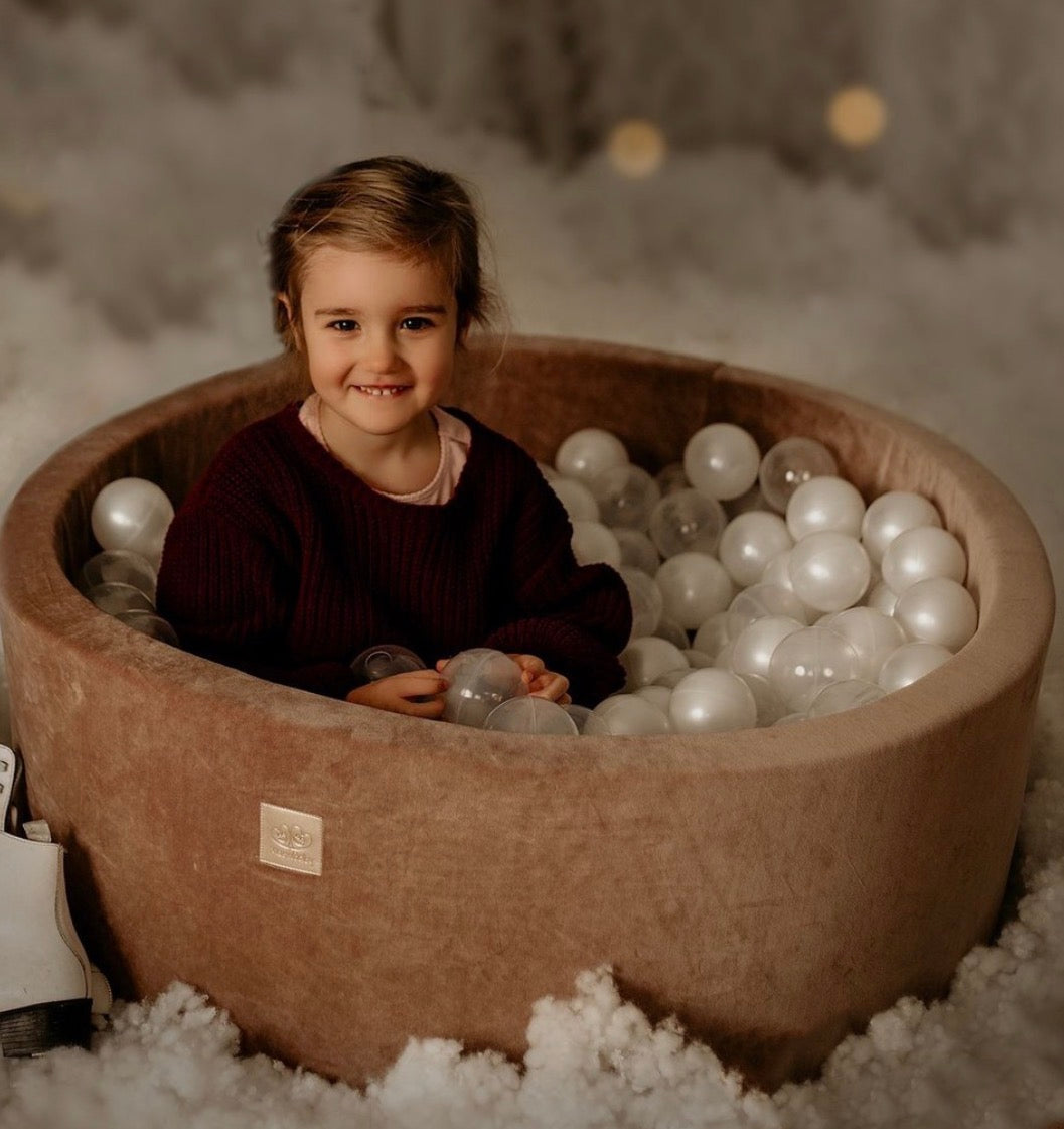 MeowBaby Ronde Fluwelen ballenbak Karamel