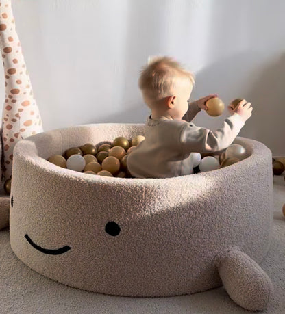 MeowBaby Bouclé Whale Ballenbak - Oat Biscuit Beige