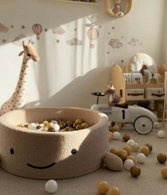 MeowBaby Bouclé Whale Ballenbak - Oat Biscuit Beige