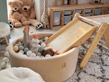 MeowBaby Ronde Fluwelen ballenbak Ecru