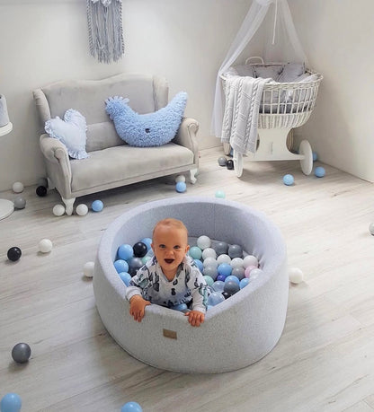 MeowBaby Ronde Fluwelen ballenbak Lichtgrijs