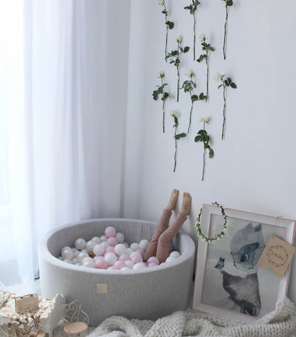 MeowBaby Ronde Fluwelen ballenbak Lichtgrijs