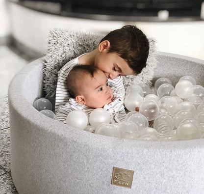 MeowBaby Ronde Fluwelen ballenbak Lichtgrijs