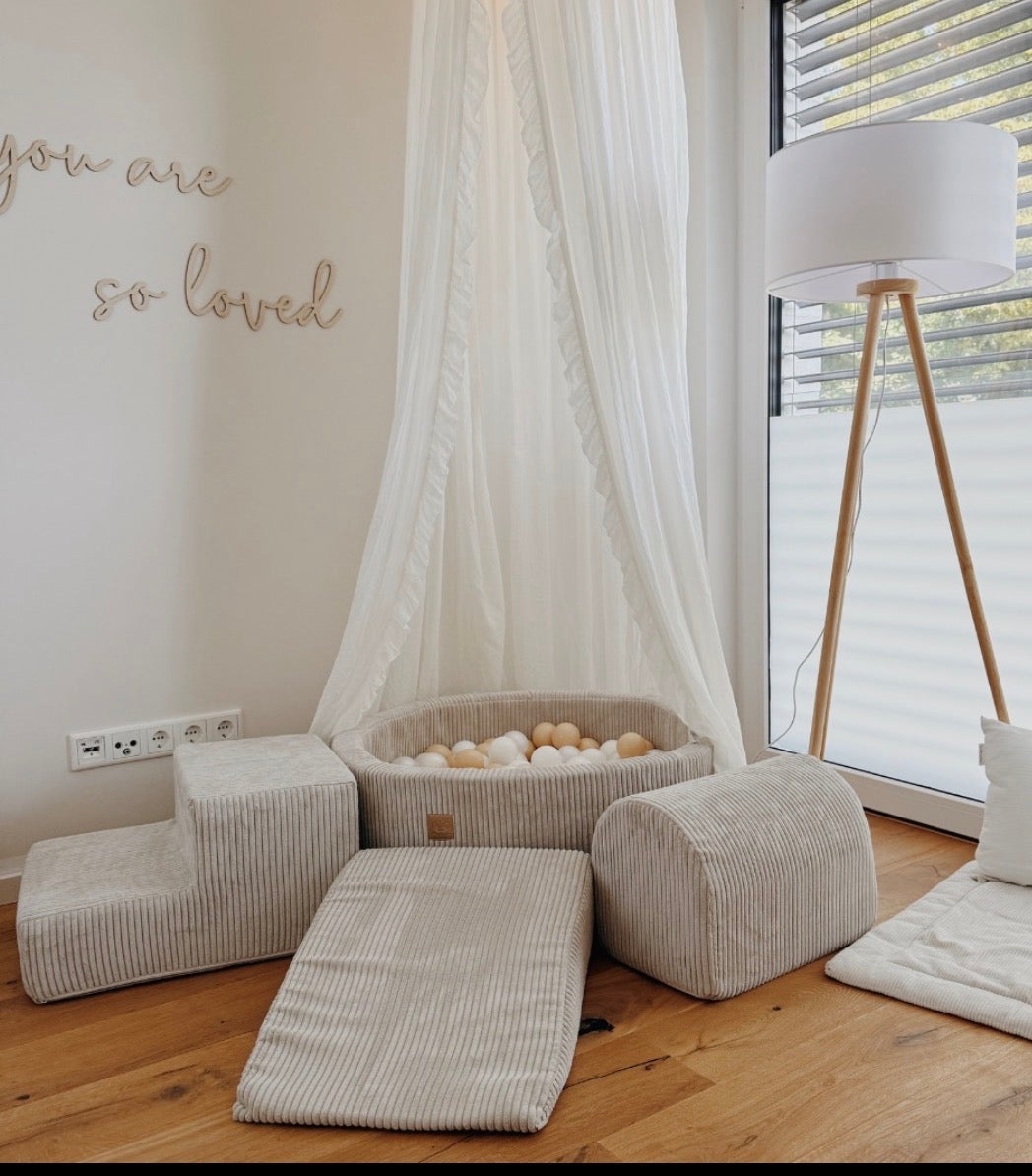 Luxe Ribstof Soft Play Speelset met Ballenbak – 4-delige klimblokken