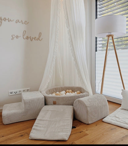 Luxe Ribstof Soft Play Speelset met Ballenbak – 4-delige klimblokken