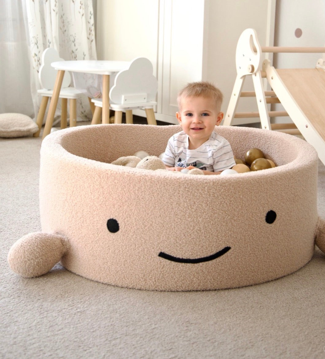 MeowBaby Bouclé Whale Ballenbak - Oat Biscuit Beige