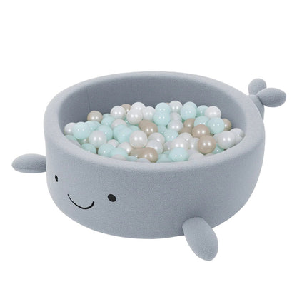 MeowBaby Shelly Bouclé Walvis Ballenbak – Dusty Ice blue