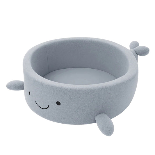 MeowBaby Shelly Bouclé Walvis Ballenbak – Dusty Ice blue