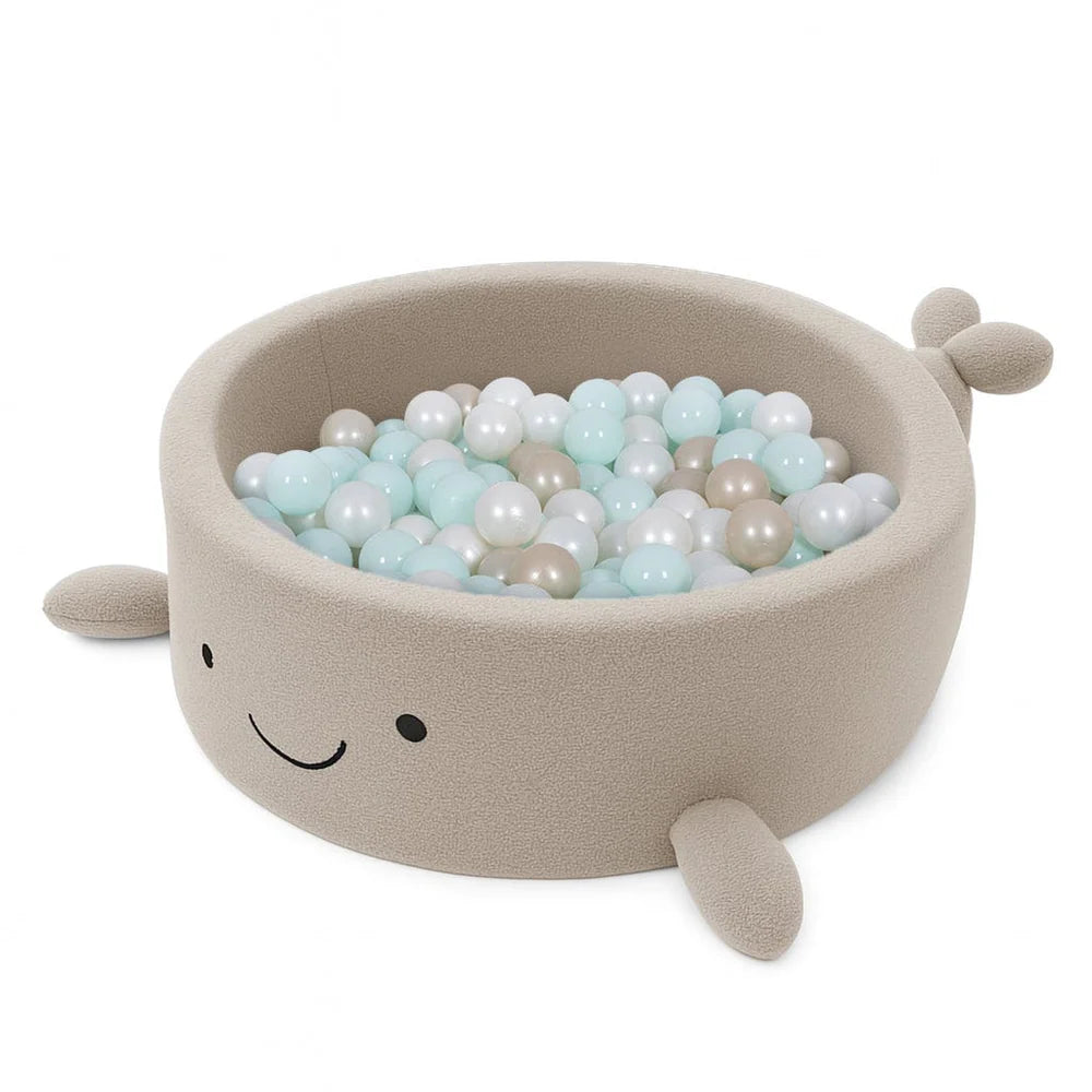 MeowBaby Bouclé Whale Ballenbak - Oat Biscuit Beige