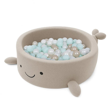 MeowBaby Bouclé Whale Ballenbak - Oat Biscuit Beige