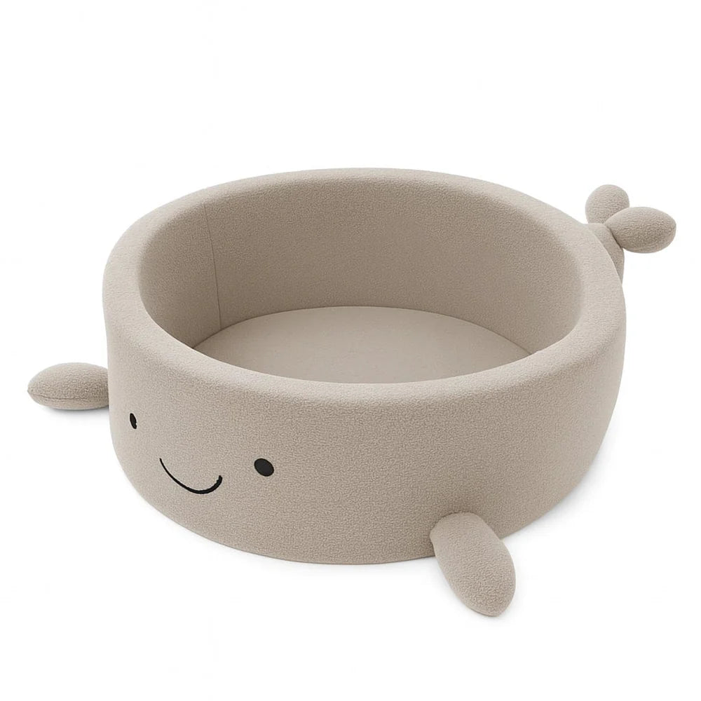 MeowBaby Bouclé Whale Ballenbak - Oat Biscuit Beige