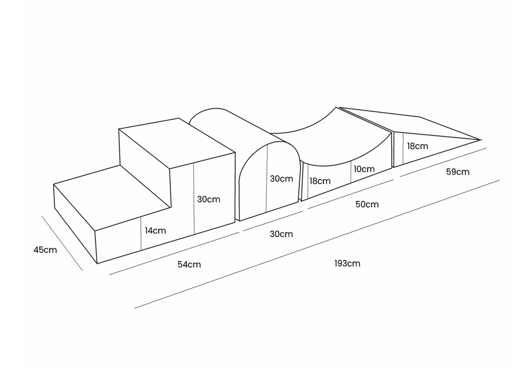 Soft play bouclé 4 elementen speelset van foam blokken wit