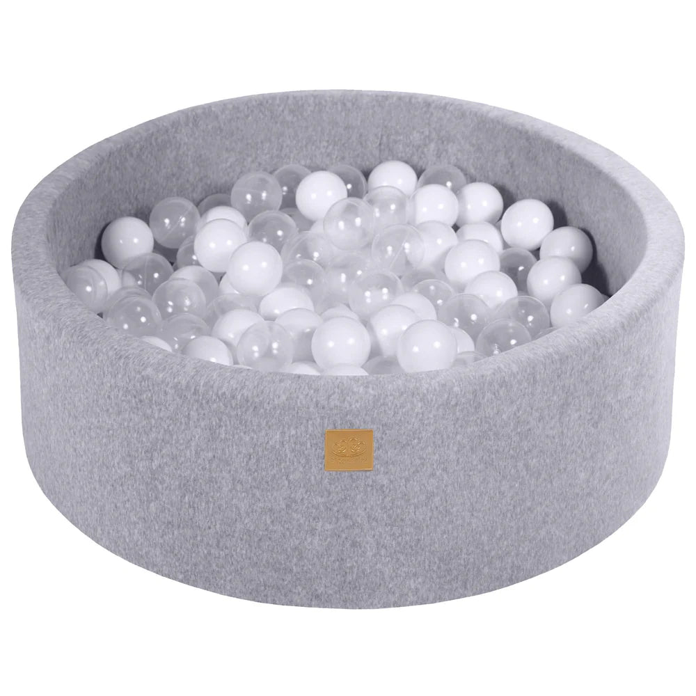 MeowBaby Ronde Fluwelen ballenbak Lichtgrijs
