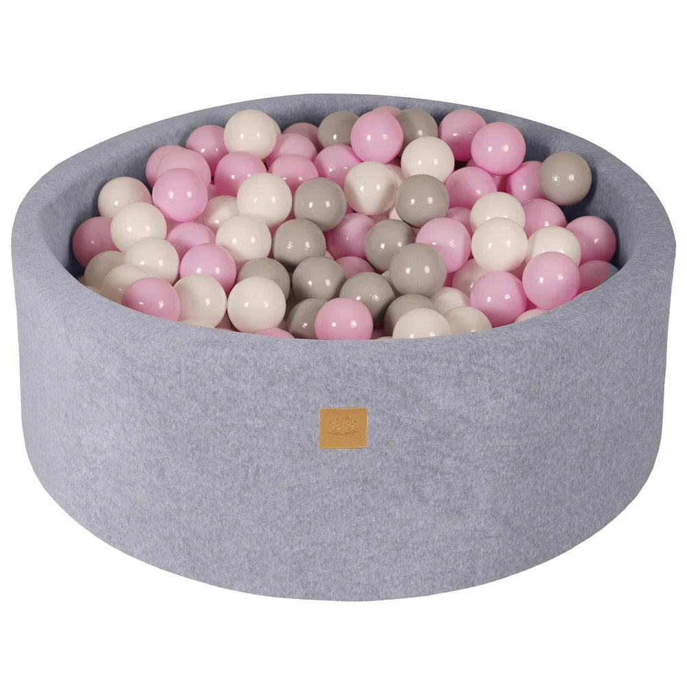 MeowBaby Ronde Fluwelen ballenbak Lichtgrijs