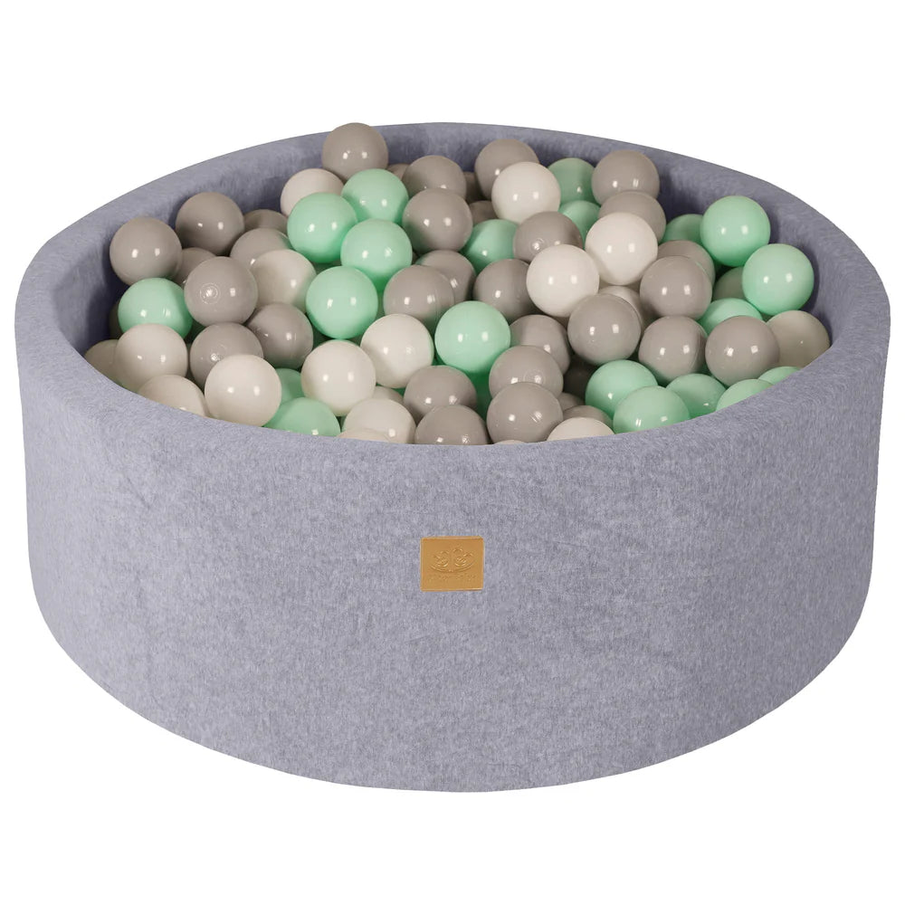 MeowBaby Ronde Fluwelen ballenbak Lichtgrijs