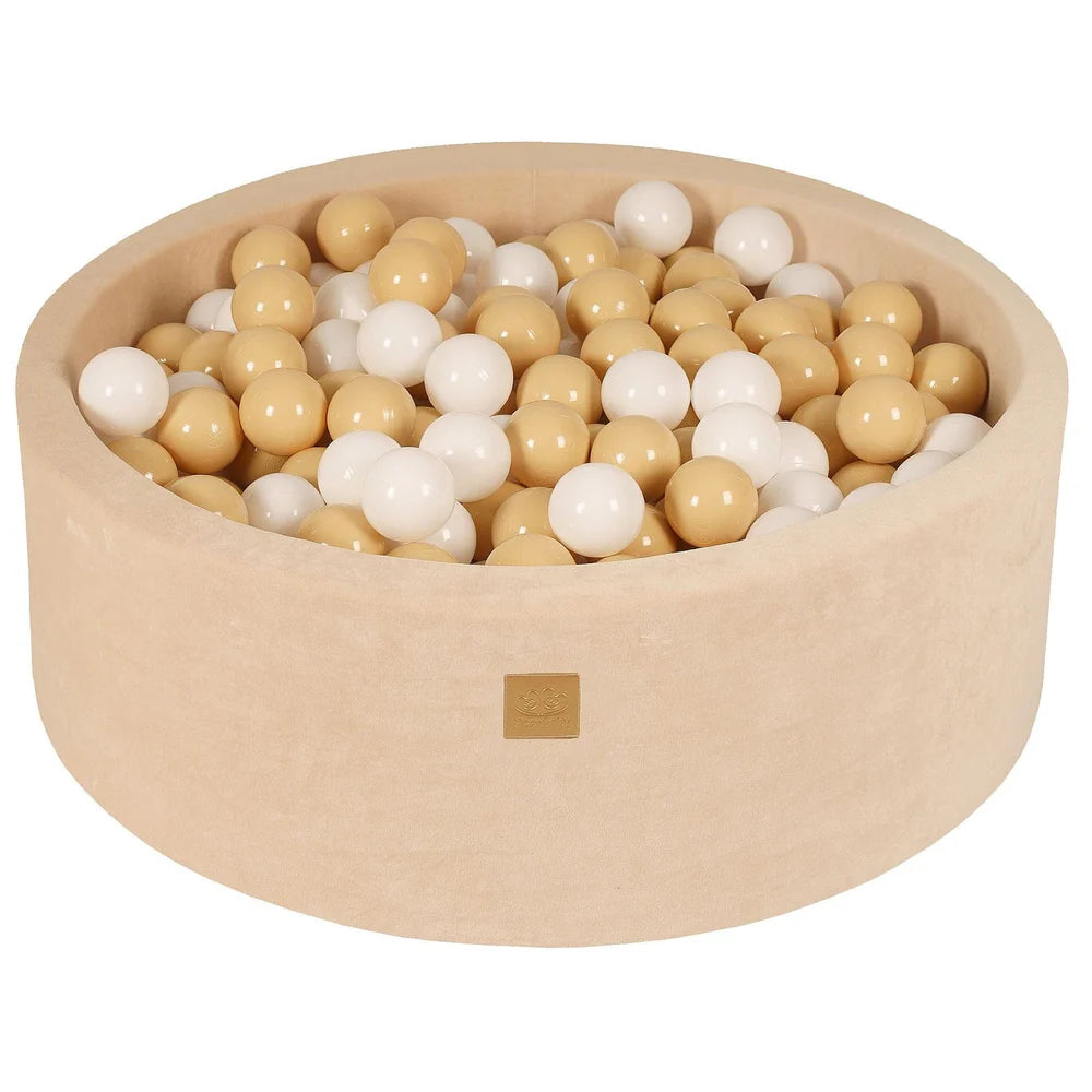 MeowBaby Ronde Fluwelen ballenbak Ecru