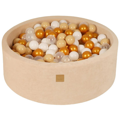 MeowBaby Ronde Fluwelen ballenbak Ecru