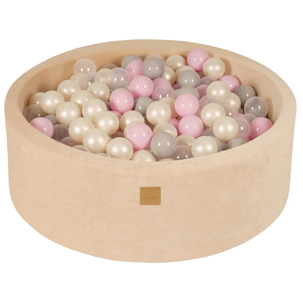 MeowBaby Ronde Fluwelen ballenbak Ecru