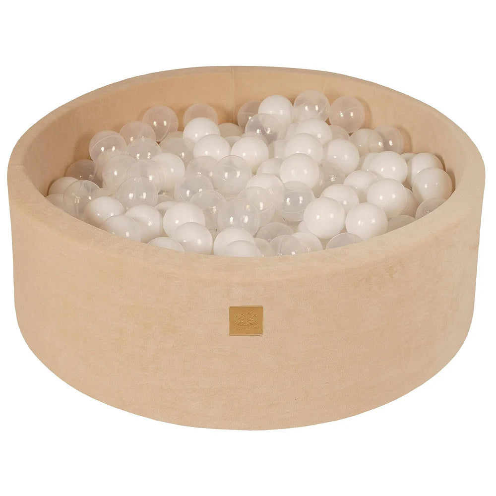 MeowBaby Ronde Fluwelen ballenbak Ecru