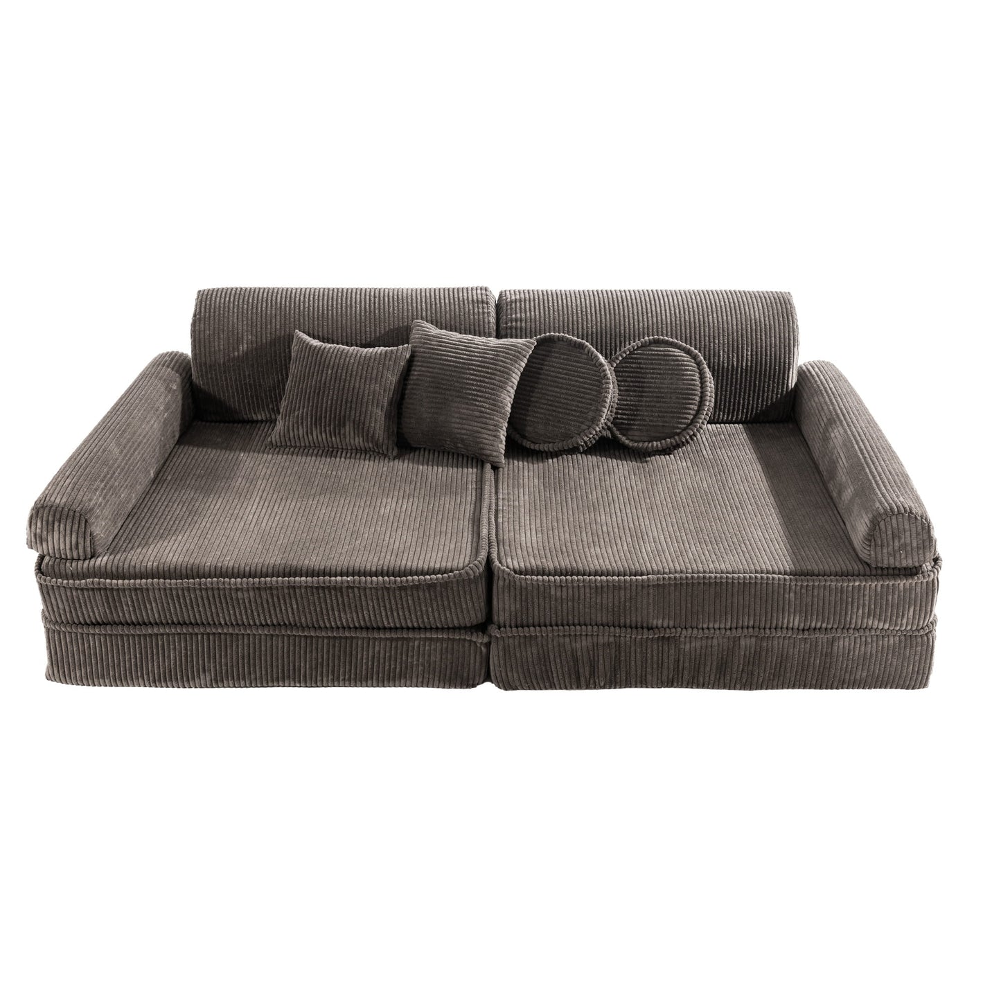 Modulaire Kinderbank Sofa 10 Elementen Ribstof – Zachte Speelbank