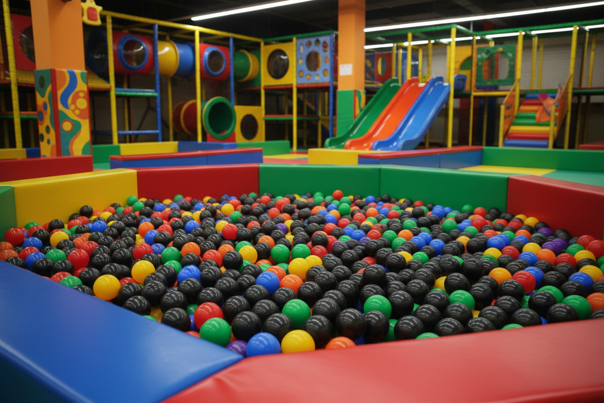 Antraciet ballen in indoorspeeltuin