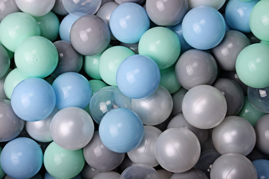 Arctic Mist Mix Ballenbakballen 7 cm – Mint, Babyblauw, Parelmoer wit & Grijs